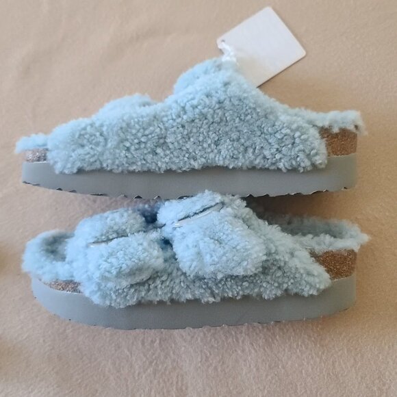 Birkenstock Papillio Arizona Big Buckle Shearling Sandal Blue US 6 EU 37 NWOB - Picture 5 of 8